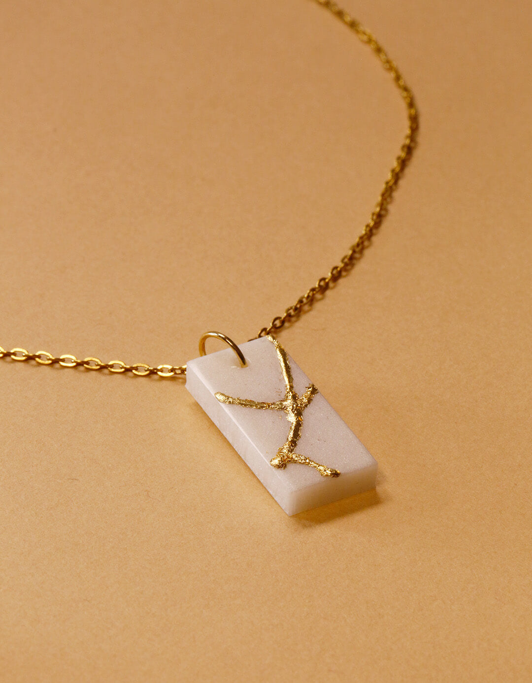 Kintsugi-Inspired Petite Rectangle Necklace