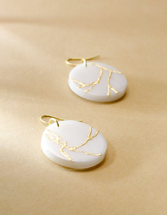Kintsugi-Inspired Circle Earrings