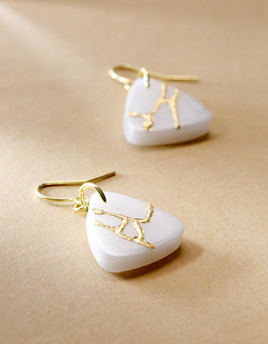 Kintsugi-Inspired Petite Triangle Earrings
