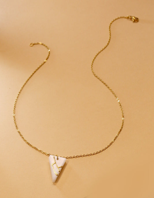 Kintsugi-Inspired Dainty Triangle Necklace